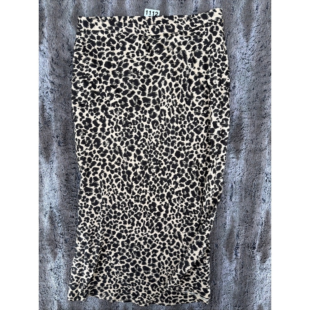 by Anthropologie Brown Leopard Animal Print Slip Skirt Midi Silky Sz 8